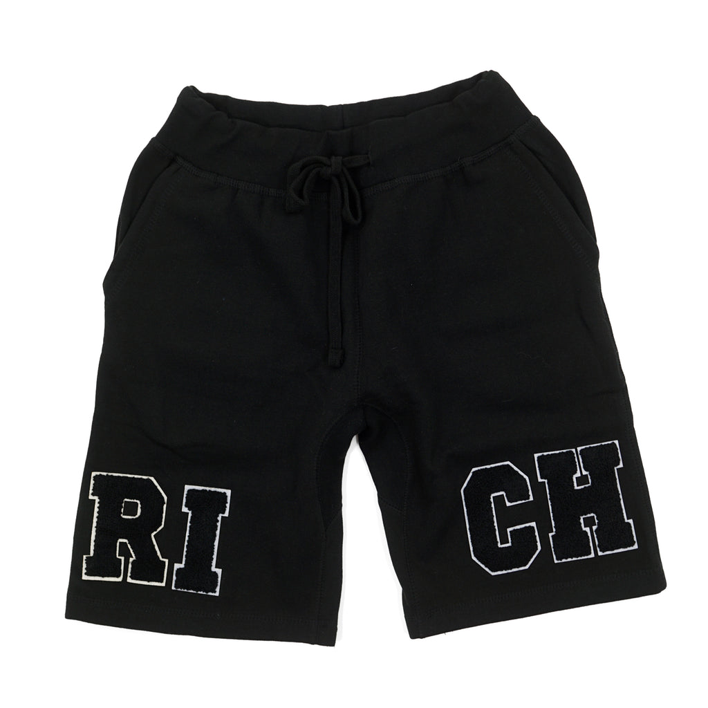 Black "Rich" Shorts by Twenty1Rich (Front)