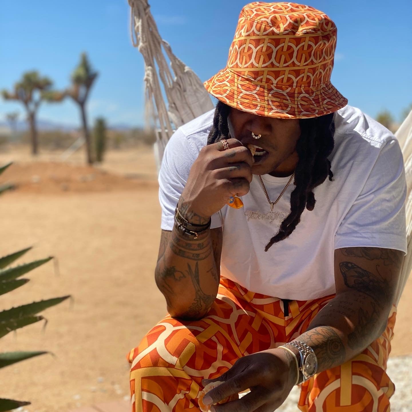 Signature Orange Interlock Bucket Hat