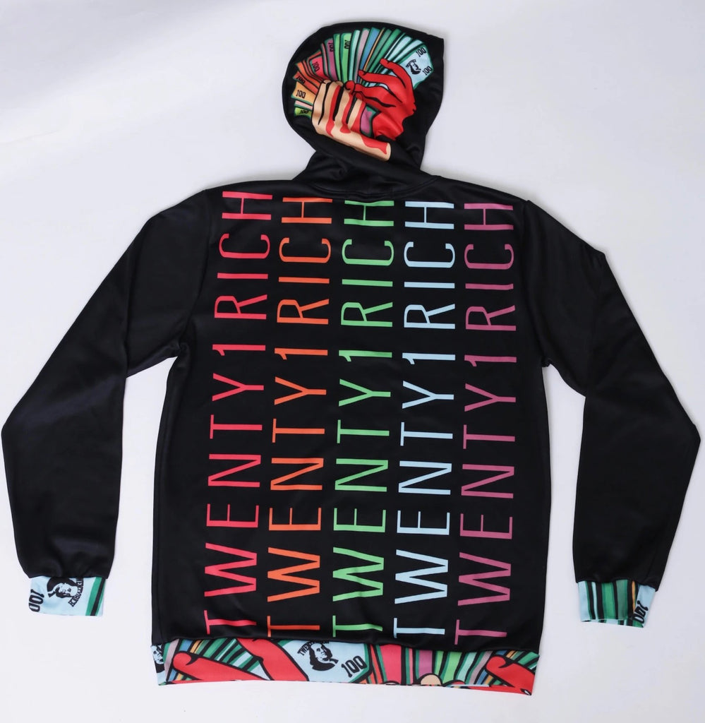 Money Fan Black Pullover Hoodie