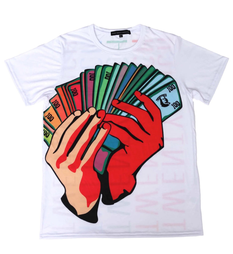 Money Fan White Crew Neck Tee