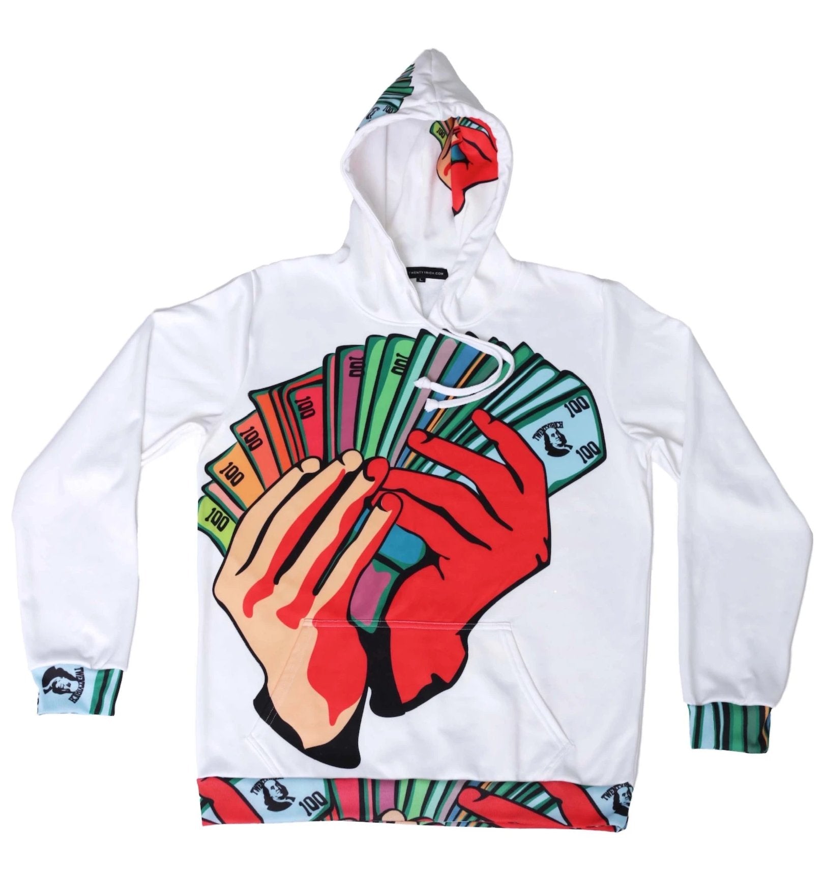 Money Fan White Pullover Hoodie