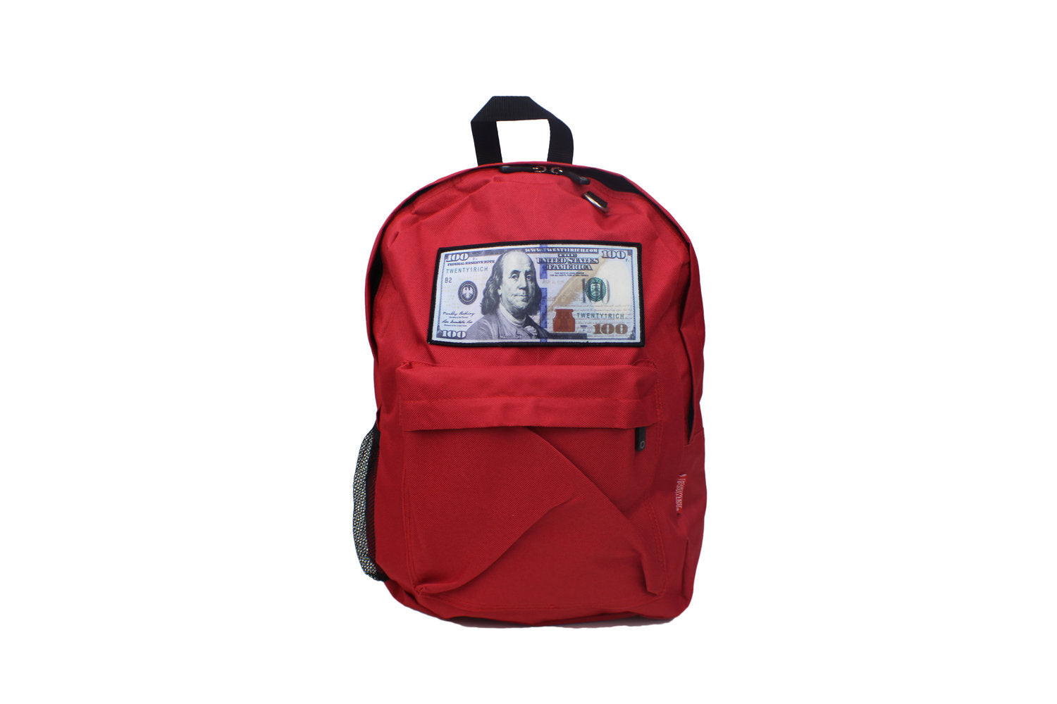 Red 'Blue Hundreds' Backpack by Twenty1Rich