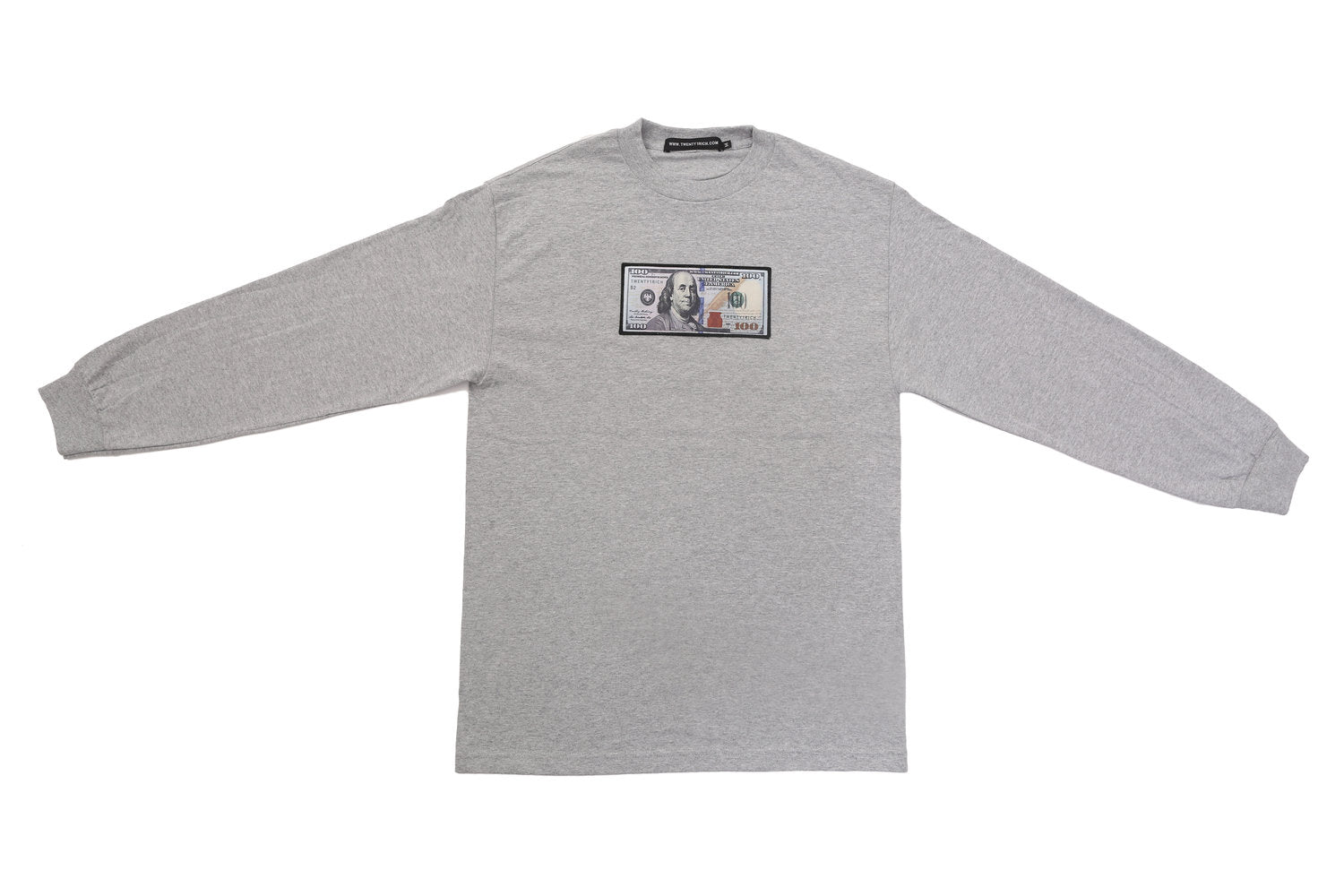 Grey Long Sleeve Shirt by Twenty1Rich with a $100 logo