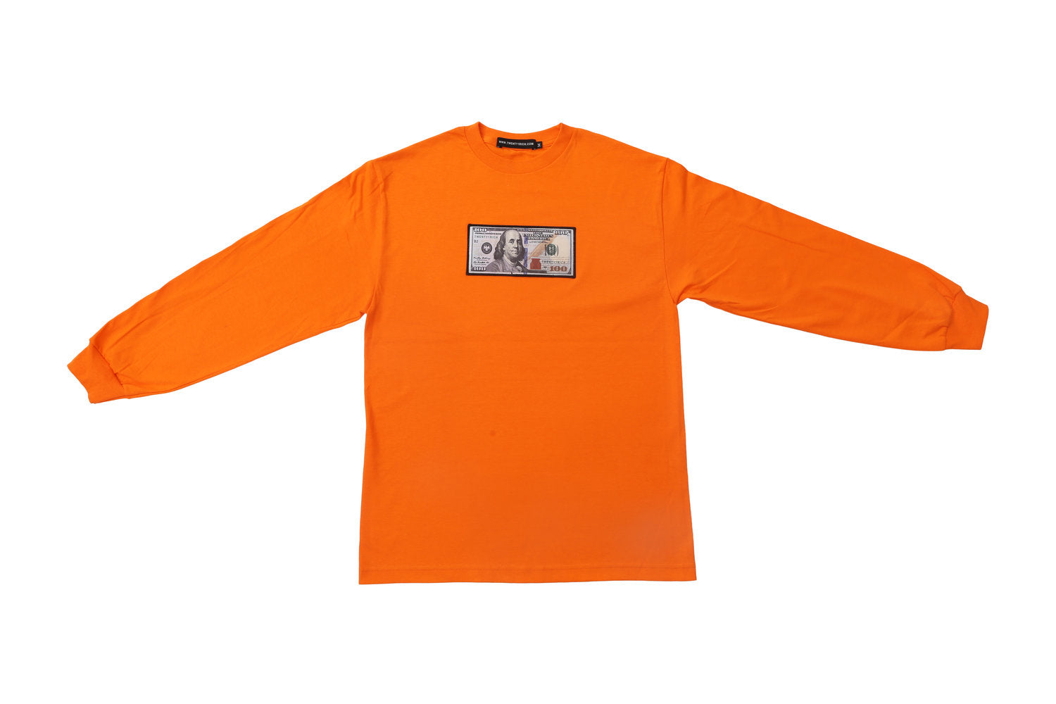 Orange Long Sleeve Shirt by Twenty1Rich with a $100 logo