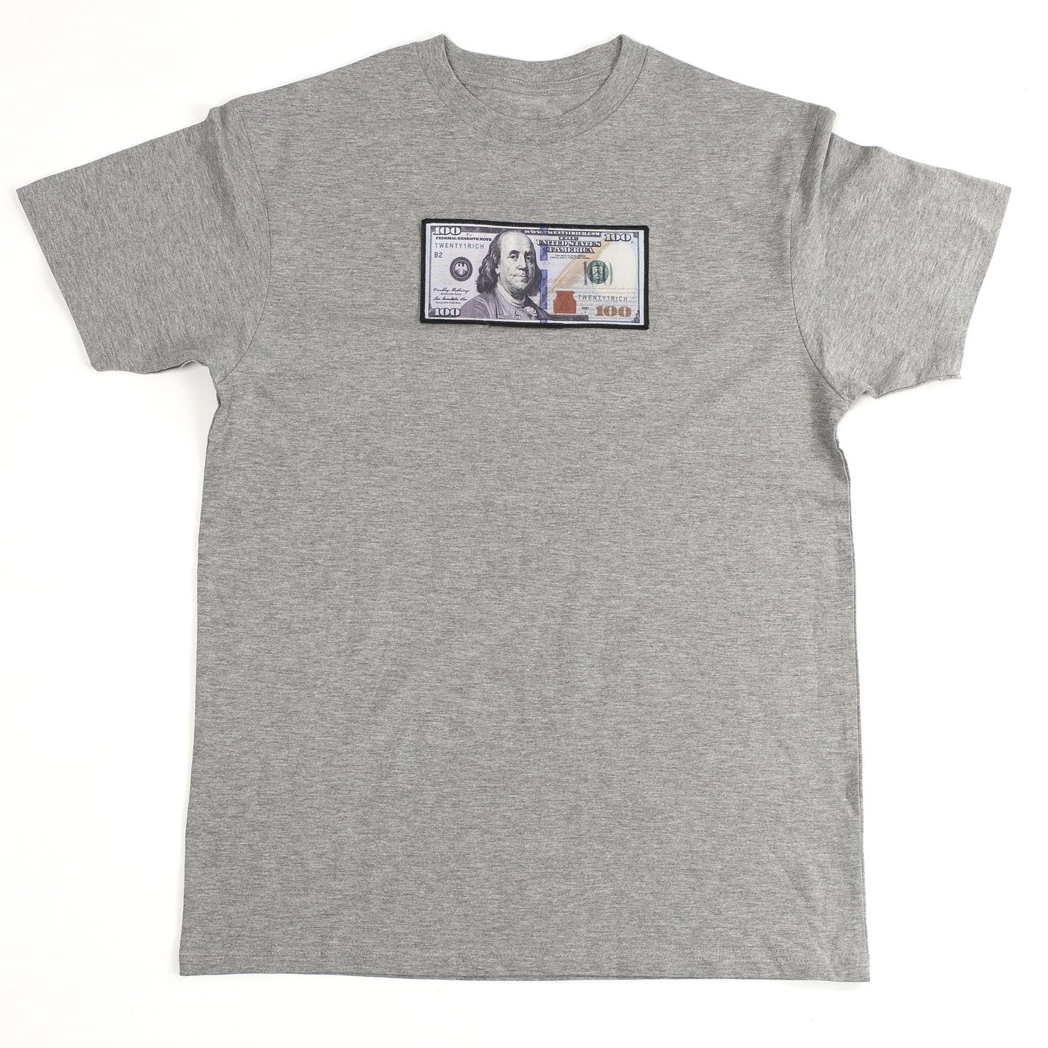 Grey &quot;Blue Hundreds&quot; Tee by Twenty1Rich with $100 logo