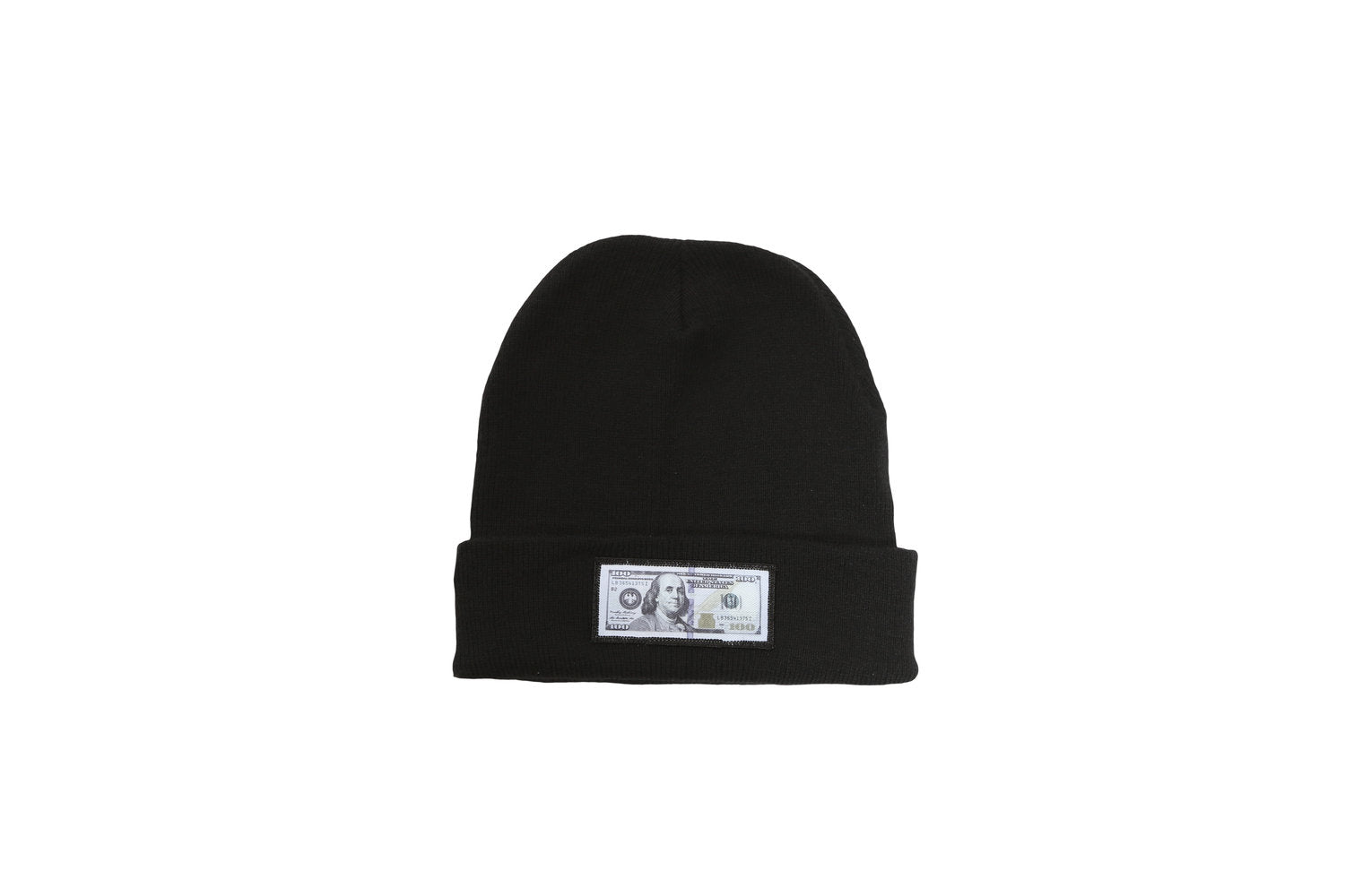 Black comfy beanie with $100 logo on front
