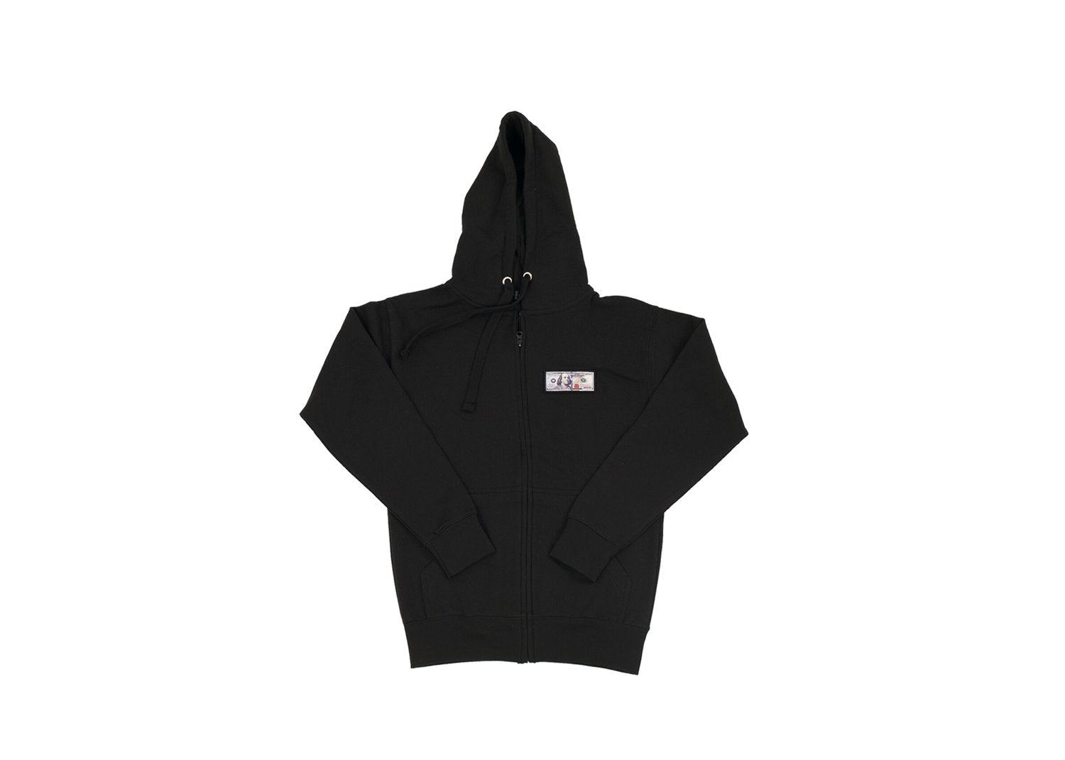 Black &#39;Blue Hundreds&#39; Zip Up Hoodie by Twenty1Rich with a $100 logo