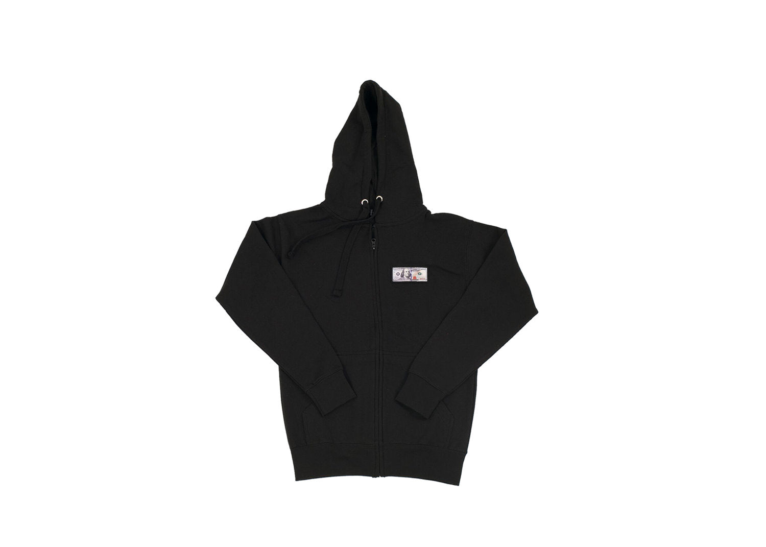 Black 'Blue Hundreds' Zip Up Hoodie by Twenty1Rich with a $100 logo