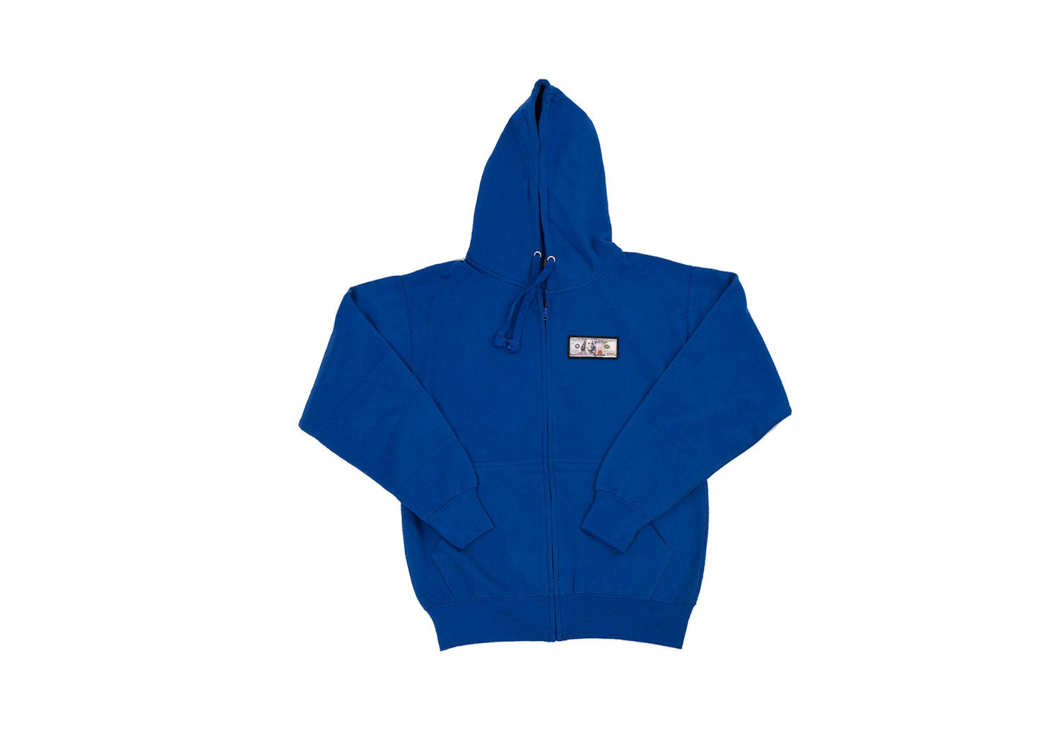 Royal Blue 'Blue Hundreds' Zip Up Hoodie by Twenty1Rich with a $100 logo