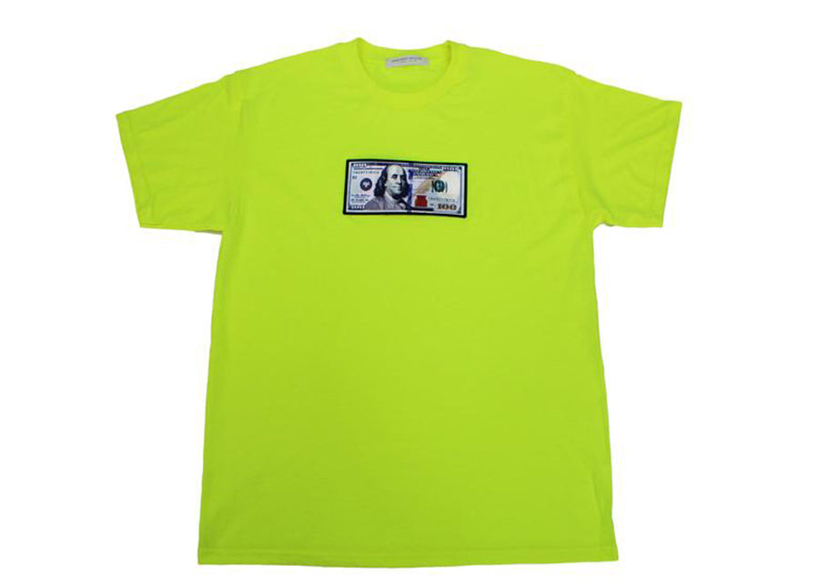 Green "Blue Hundreds" Tee by Twenty1Rich with $100 logo