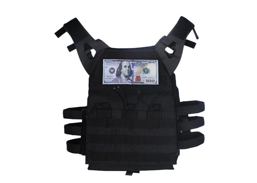 Blue Hundreds Vest - BLACK by Twenty1Rich with a $100 logo