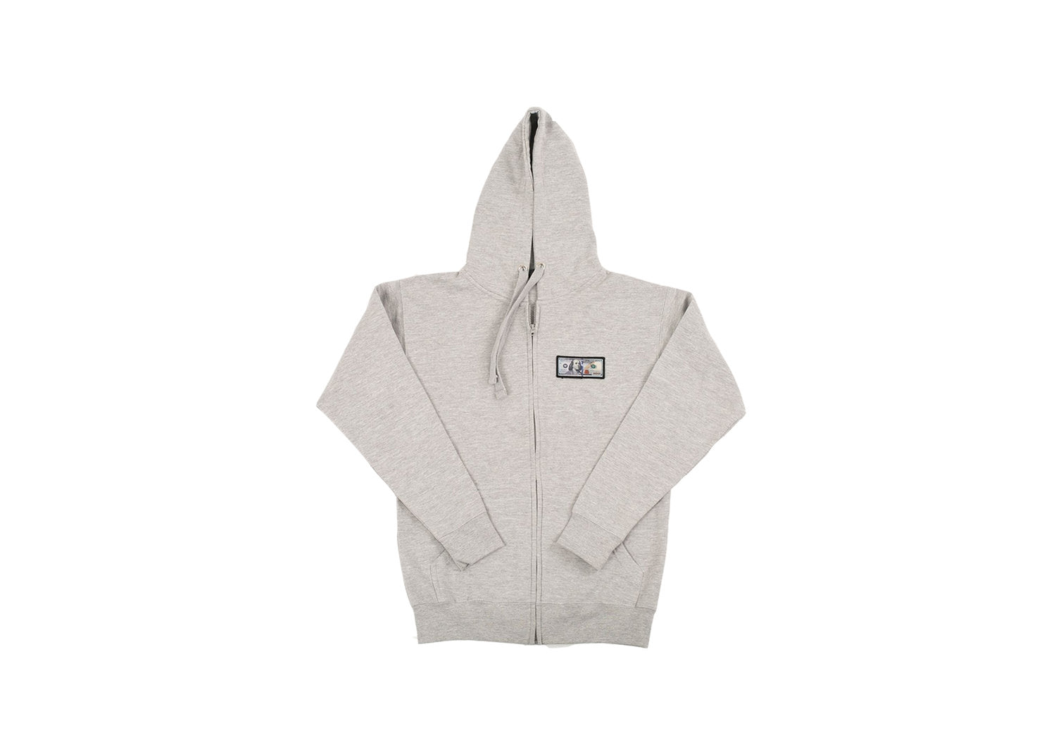 Grey &#39;Blue Hundreds&#39; Zip Up Hoodie by Twenty1Rich with a $100 logo