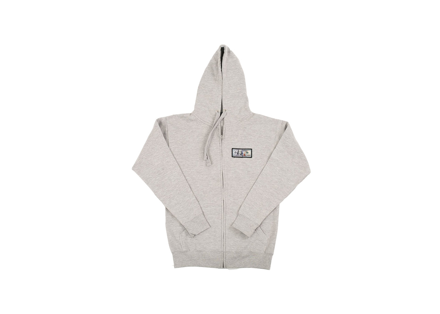 Grey 'Blue Hundreds' Zip Up Hoodie by Twenty1Rich with a $100 logo